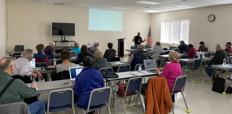 Volunteer training in a classroom